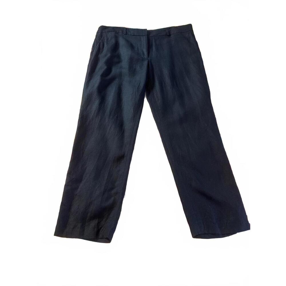 Calvin Klein Womans NavyLinen Blend Women Straight leg Pants size 16